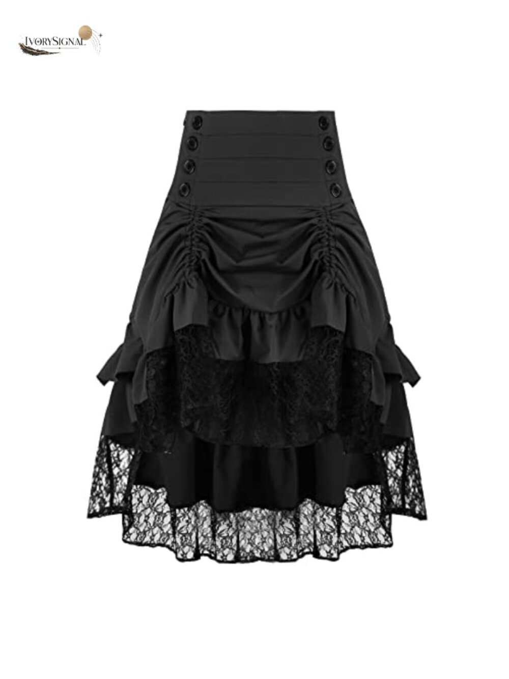 Steampunk Gothic High-Low Ruffled Midi Skirt Polyester Pirate Victorian